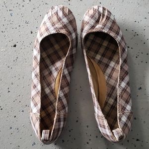 Plaid ballet flats